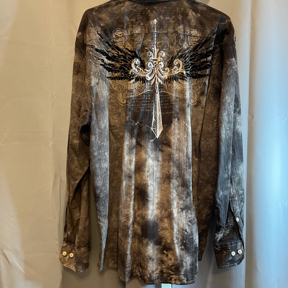 Men’s Black & Gray Button Down Designed Shirt